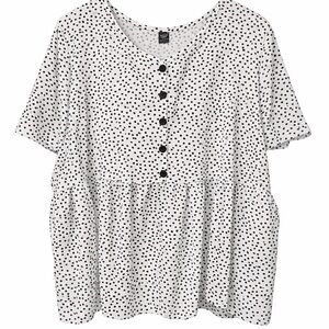 SHIEN POLKA DOT TOP WITH BUTTON DETAIL